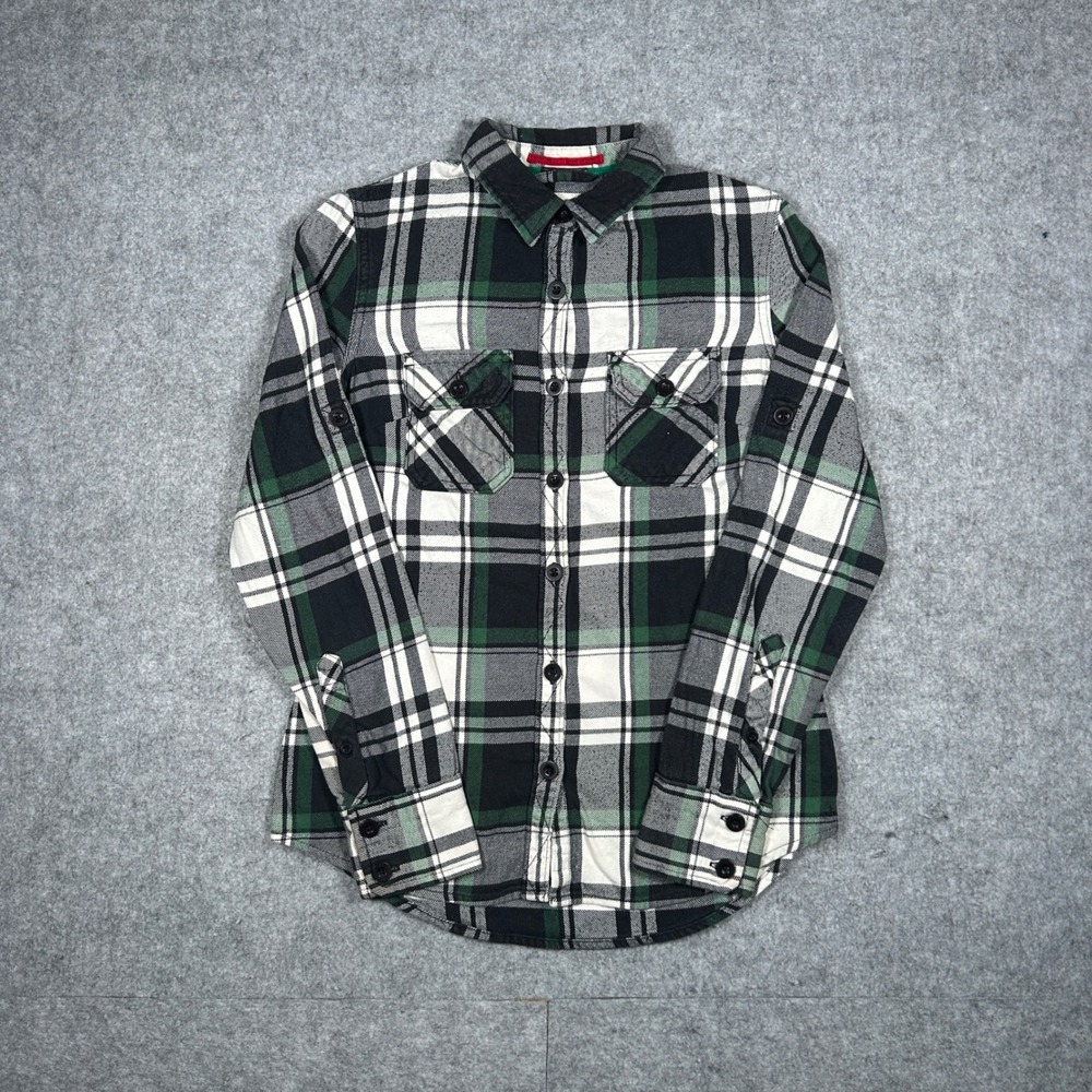 Superdry Flannel Shirt Mens Xs multi colour Plaid Long Sleeve Button down